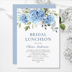 Elegant Waterverf Blue Hydrangea BRIDAL LUNCHEON Kaart