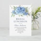 Elegant Waterverf Blue Hydrangea BRIDAL LUNCHEON Kaart (Staand voorkant)