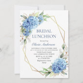 Elegant Waterverf Blue Hydrangea BRIDAL LUNCHEON Kaart (Voorkant)