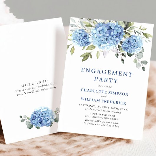 Elegant Waterverf Blue Hydrangea ENGAGTY Kaart