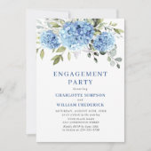 Elegant Waterverf Blue Hydrangea ENGAGTY Kaart (Voorkant)