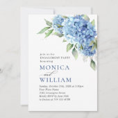 Elegant Waterverf Blue Hydrangea ENGAGTY Kaart (Voorkant)
