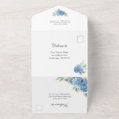 Elegant Waterverf Blue Hydrangea Floral Wedding All In One Uitnodiging (Buitenkant)