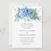 Elegant Waterverf Blue Hydrangea Floral Wedding Kaart (Voorkant)