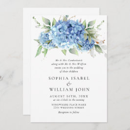 Elegant Waterverf Blue Hydrangea Floral Wedding Kaart