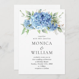 Elegant Waterverf Blue Hydrangea Floral Wedding Kaart