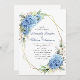 Elegant Waterverf Blue Hydrangea Floral Wedding Kaart
