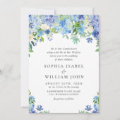 Elegant Waterverf Blue Hydrangea Floral Wedding Kaart (Voorkant)