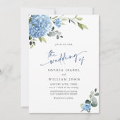 Elegant Waterverf Blue Hydrangea Floral Wedding Kaart (Voorkant)