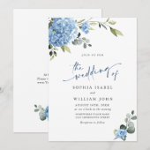 Elegant Waterverf Blue Hydrangea Floral Wedding Kaart (Voorkant / Achterkant)