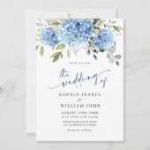 Elegant Waterverf Blue Hydrangea Floral Wedding Kaart (Voorkant)