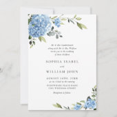 Elegant Waterverf Blue Hydrangea Floral Wedding Kaart (Voorkant)