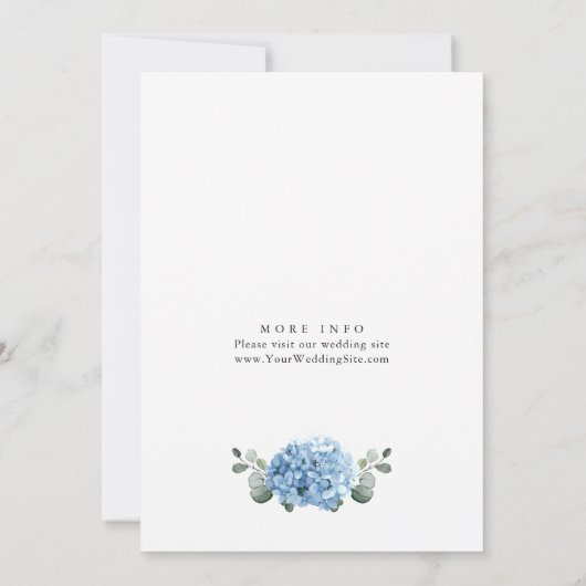 Elegant Waterverf Blue Hydrangea Floral Wedding Kaart (Achterkant)