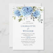 Elegant Waterverf Blue Hydrangea Floral Wedding Kaart (Voorkant)