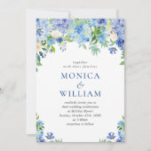 Elegant Waterverf Blue Hydrangea Floral Wedding Kaart (Voorkant)