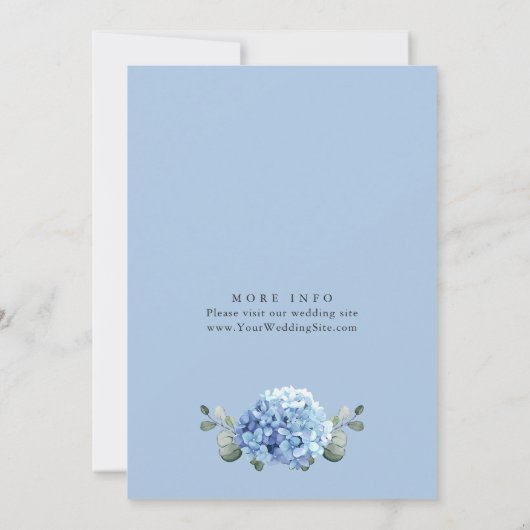 Elegant Waterverf Blue Hydrangea Floral Wedding Kaart (Achterkant)