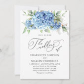 Elegant Waterverf Blue Hydrangea Floral Wedding Kaart (Voorkant)
