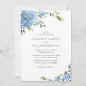 Elegant Waterverf Blue Hydrangea Floral Wedding Kaart (Voorkant)