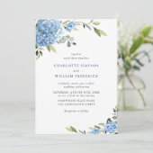 Elegant Waterverf Blue Hydrangea Floral Wedding Kaart (Staand voorkant)