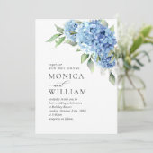 Elegant Waterverf Blue Hydrangea Floral Wedding Kaart (Staand voorkant)