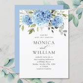 Elegant Waterverf Blue Hydrangea Floral Wedding Kaart