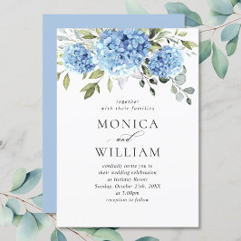Elegant Waterverf Blue Hydrangea Floral Wedding Kaart
