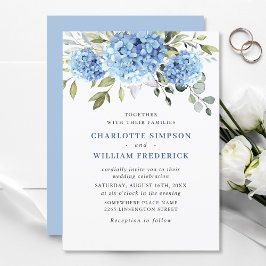 Elegant Waterverf Blue Hydrangea Floral Wedding Kaart