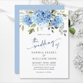 Elegant Waterverf Blue Hydrangea Floral Wedding Kaart