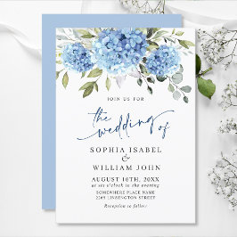 Elegant Waterverf Blue Hydrangea Floral Wedding Kaart