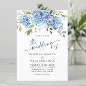 Elegant Waterverf Blue Hydrangea Floral Wedding Kaart