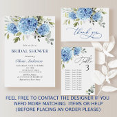 Elegant Waterverf Blue Hydrangea Floral Wedding Kaart