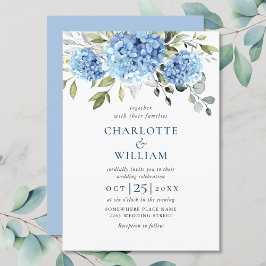 Elegant Waterverf Blue Hydrangea Floral Wedding Kaart