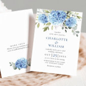 Elegant Waterverf Blue Hydrangea Floral Wedding Kaart