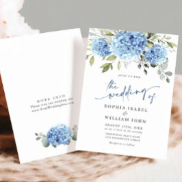 Elegant Waterverf Blue Hydrangea Floral Wedding Kaart