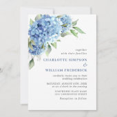 Elegant Waterverf Blue Hydrangea Floral Wedding Kaart (Voorkant)