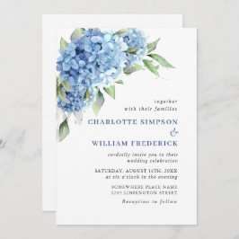 Elegant Waterverf Blue Hydrangea Floral Wedding Kaart