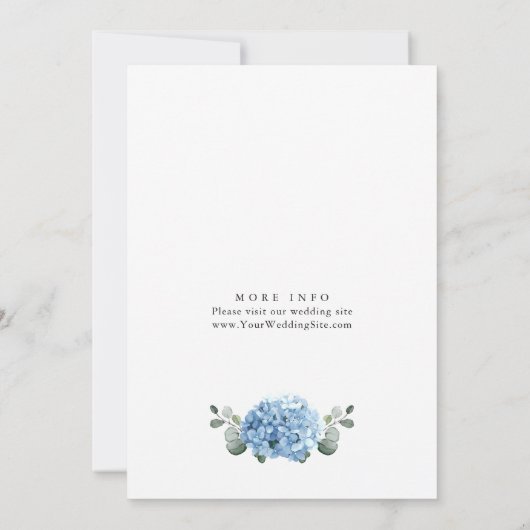 Elegant Waterverf Blue Hydrangea Floral Wedding Kaart (Achterkant)