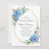 Elegant Waterverf Blue Hydrangea Floral Wedding Kaart (Voorkant)
