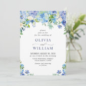 Elegant Waterverf Blue Hydrangea Floral Wedding Kaart (Staand voorkant)