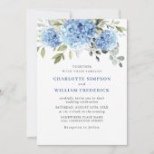 Elegant Waterverf Blue Hydrangea Floral Wedding Kaart (Voorkant)