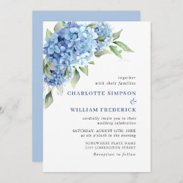 Elegant Waterverf Blue Hydrangea Floral Wedding Kaart