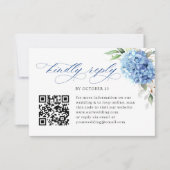 Elegant Waterverf Blue Hydrangea Floral Wedding RSVP Kaartje (Voorkant)