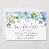 Elegant Waterverf Blue Hydrangea Floral Wedding Save The Date (Voorkant)
