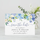 Elegant Waterverf Blue Hydrangea Floral Wedding Save The Date (Staand voorkant)