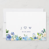 Elegant Waterverf Blue Hydrangea Floral Wedding Save The Date (Achterkant)