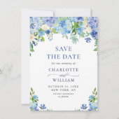 Elegant Waterverf Blue Hydrangea Floral Wedding Save The Date (Voorkant)