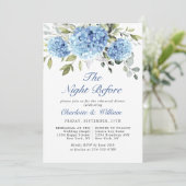 Elegant Waterverf Blue Hydrangea Rehearsal Dinner Kaart (Staand voorkant)