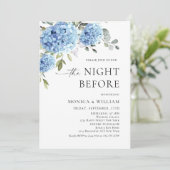 Elegant Waterverf Blue Hydrangea Rehearsal Dinner Kaart (Staand voorkant)