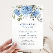 Elegant Waterverf Blue Hydrangea Rehearsal Dinner Kaart