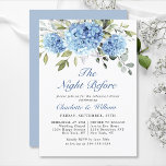 Elegant Waterverf Blue Hydrangea Rehearsal Dinner Kaart<br><div class="desc">Voor verdere aanpassing,  te klikken gelieve de "pas verder"verbinding aan en ons ontwerphulpmiddel te gebruiken om deze sjabloon te wijzigen. Neem contact met me op als je hulp of overeenkomende objecten nodig hebt.</div>